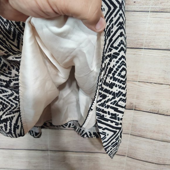 Anthropologie MAEVE Women Dress 4 Sleeveless Black Beige Geometric Sheath Zipper - Picture 7 of 15